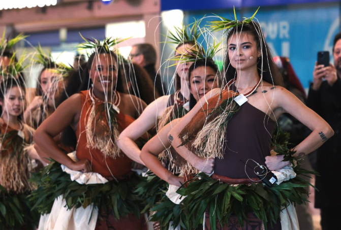 Dancers at the Moana 2 premiere